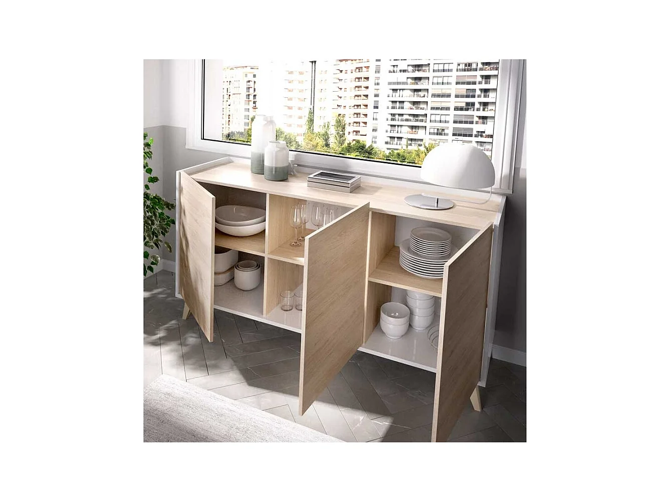 Aparador Vintage Senso - Blanco  / Natural