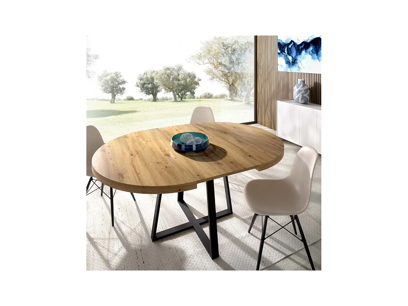 Mesa De Comedor Redonda Extensible Diseño Industrial Edison