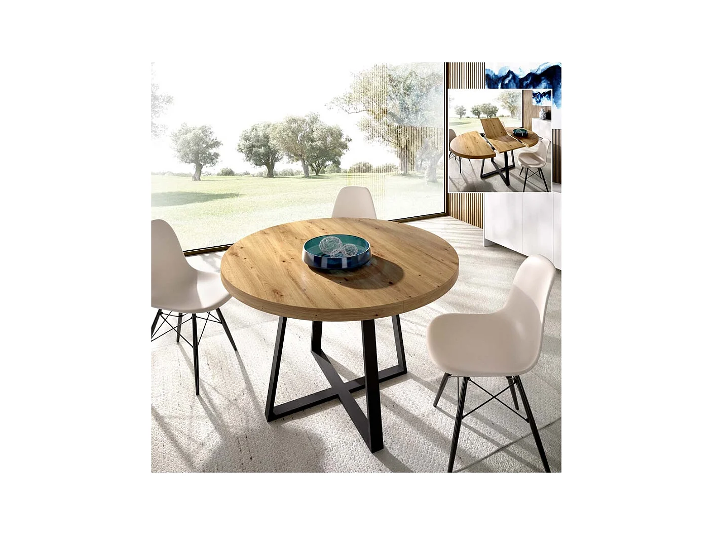 Mesa De Comedor Redonda Extensible Diseño Industrial Edison