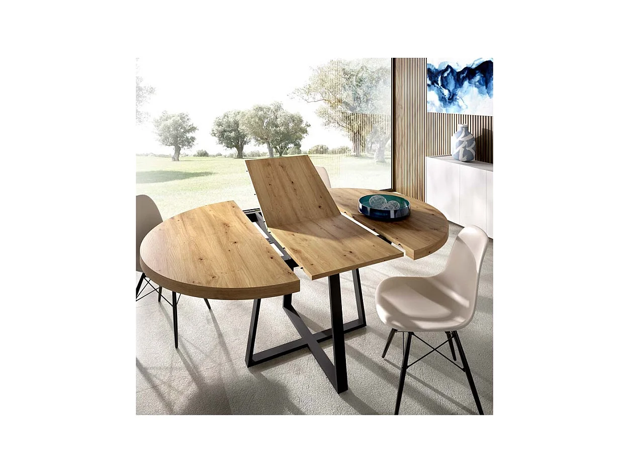 Mesa De Comedor Redonda Extensible Diseño Industrial Edison
