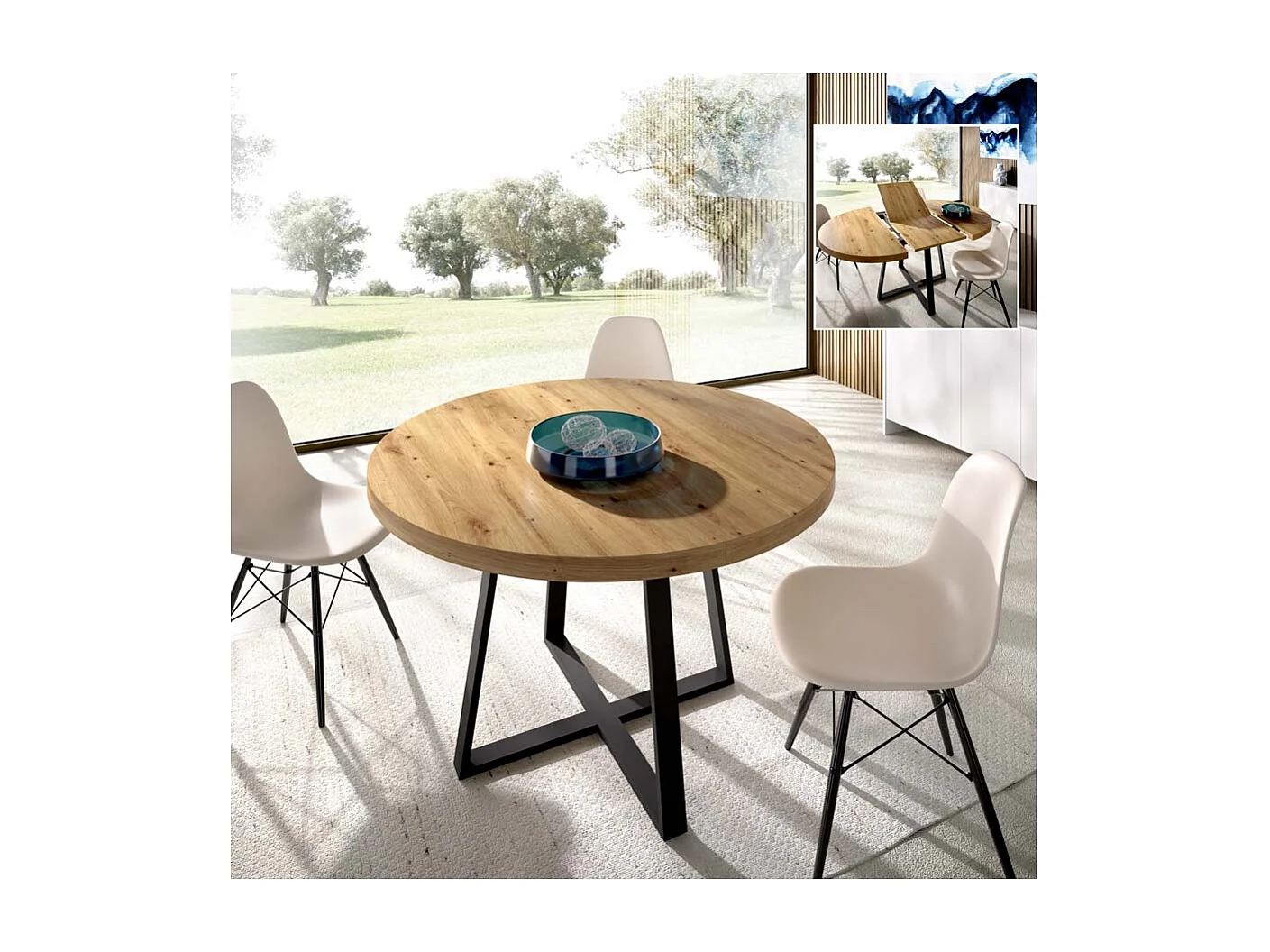 Mesa De Comedor Redonda Extensible Diseño Industrial Edison