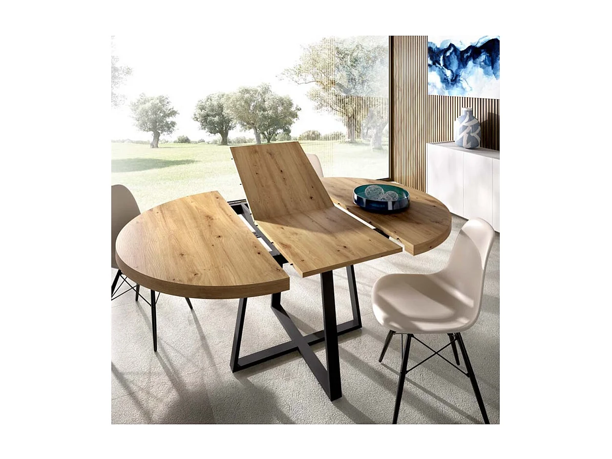 Mesa De Comedor Redonda Extensible Diseño Industrial Edison