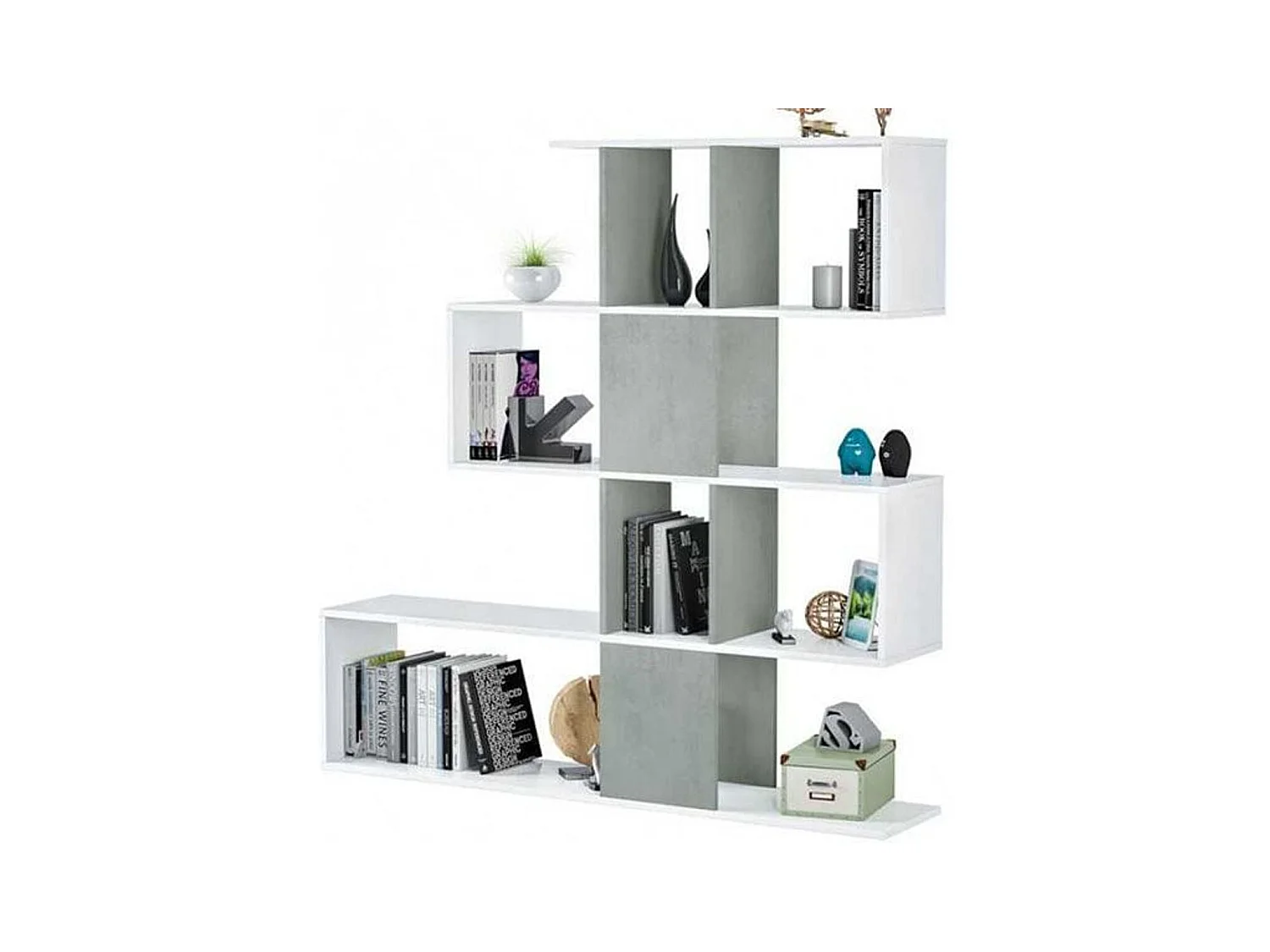 Étagère Separante Otilia - Blanc / Ciment