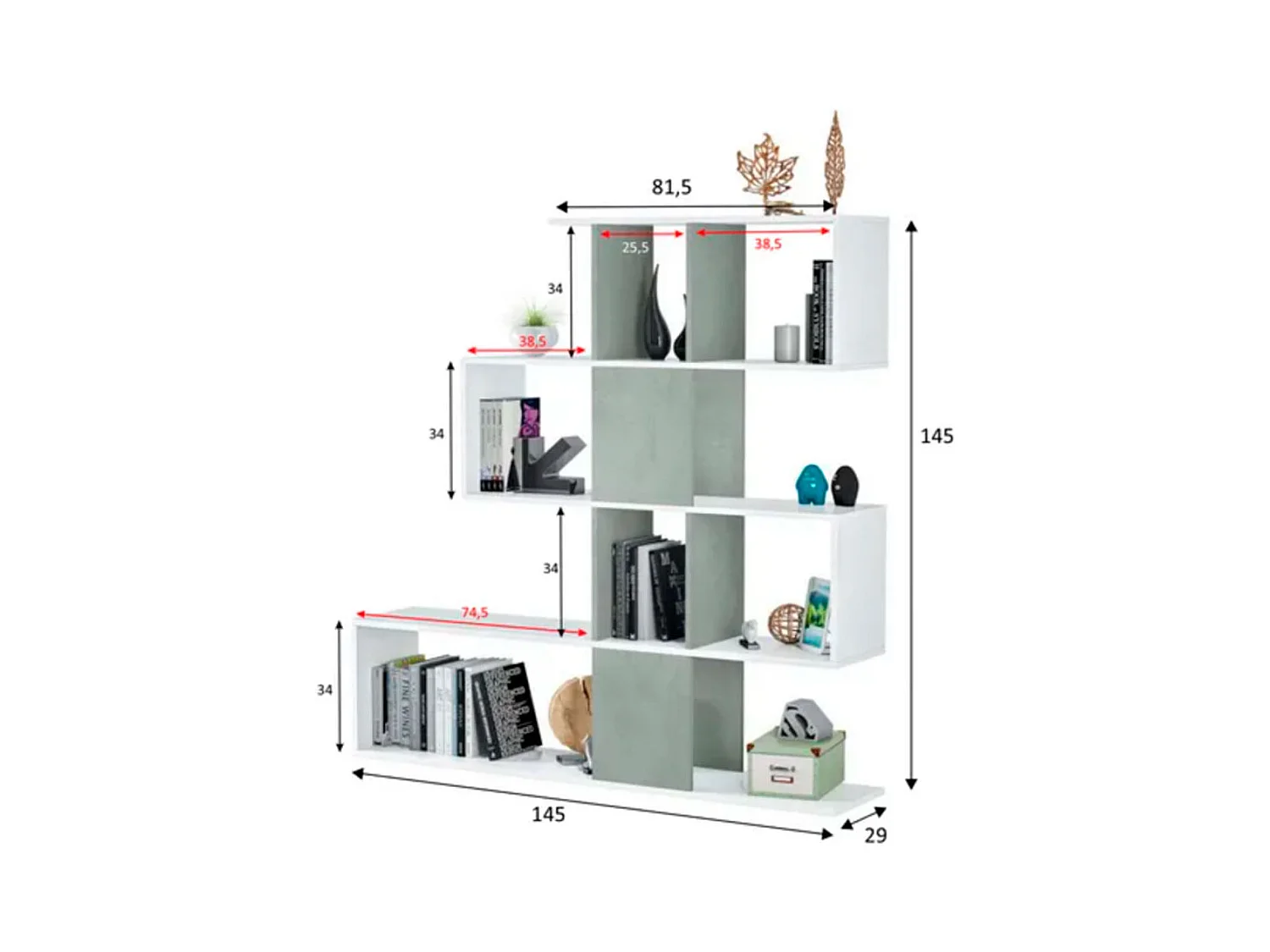 Étagère Separante Otilia - Blanc / Ciment