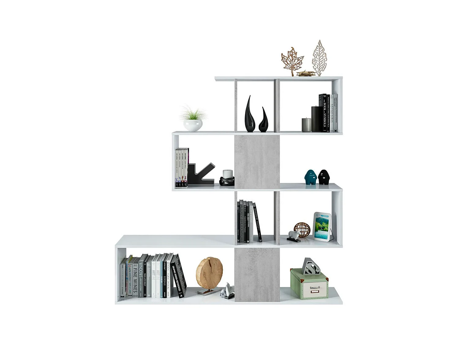 Étagère Separante Otilia - Blanc / Ciment