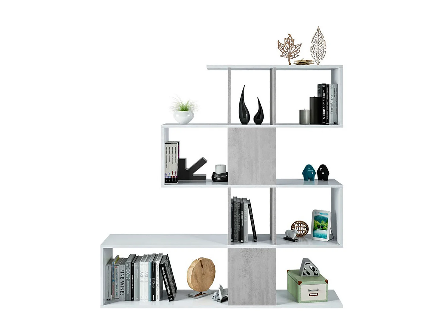 Mobile Librería Otilia - Bianco / Cemento