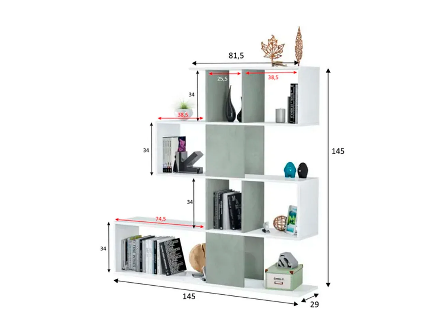 Étagère Separante Otilia - Blanc / Ciment