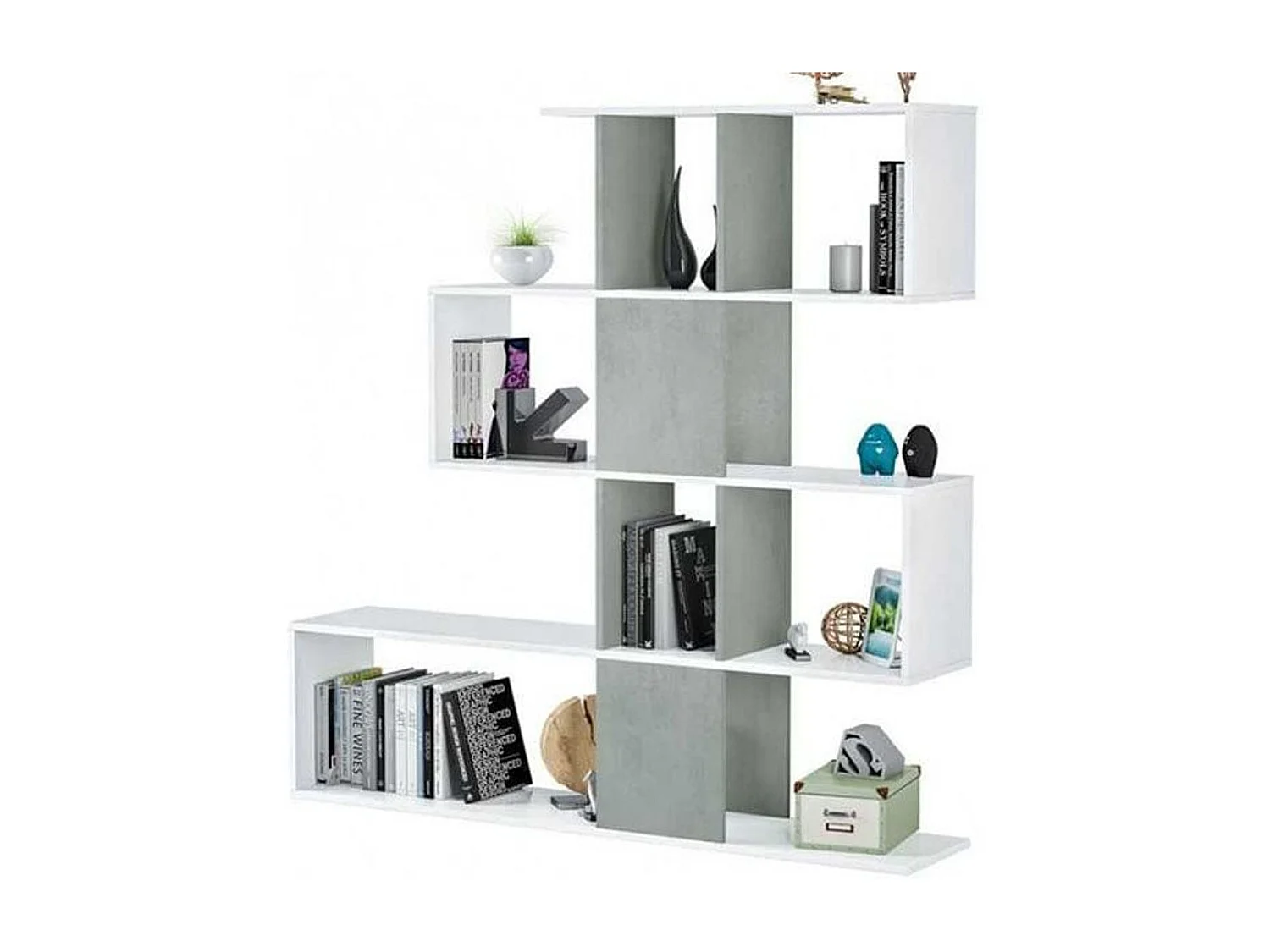 Étagère Separante Otilia - Blanc / Ciment