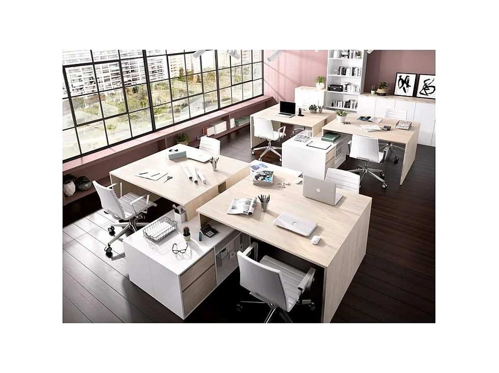 Mesa Escritorio En L Otto - Blanco  / Natural