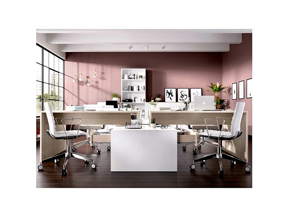 Mesa Escritorio En L Otto - Blanco  / Natural