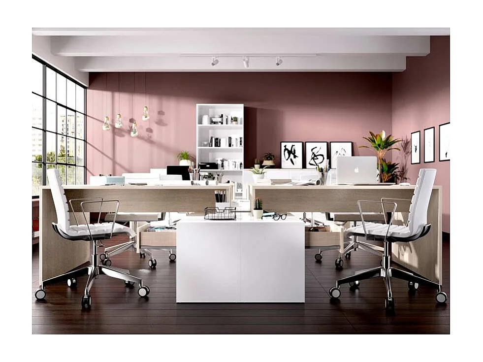 Mesa Escritorio En L Otto - Blanco  / Natural