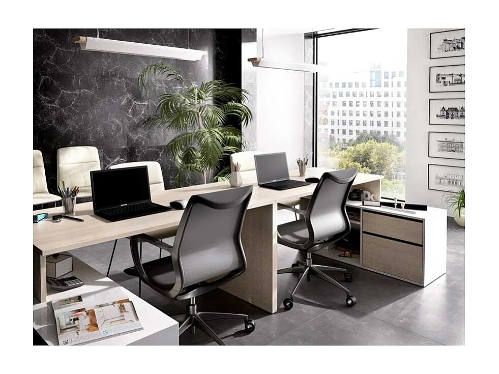 Mesa Escritorio En L Otto - Blanco  / Natural