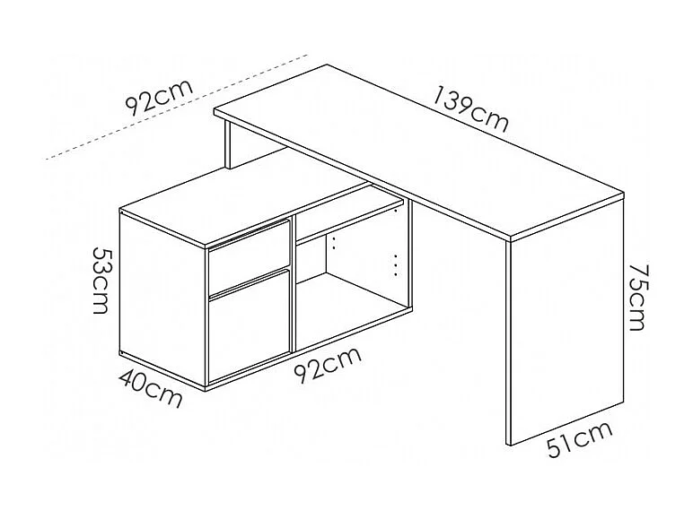 Mesa Escritorio En L Otto - Blanco  / Natural