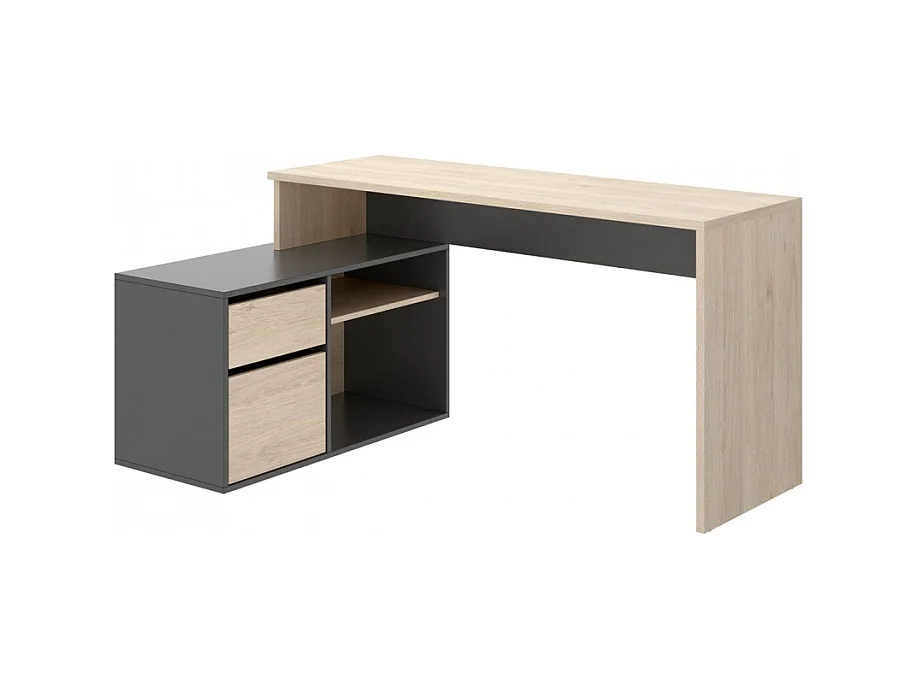 Mesa Escritorio En L Otto - Grafito / Natural