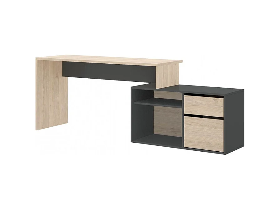 Mesa Escritorio En L Otto - Grafito / Natural