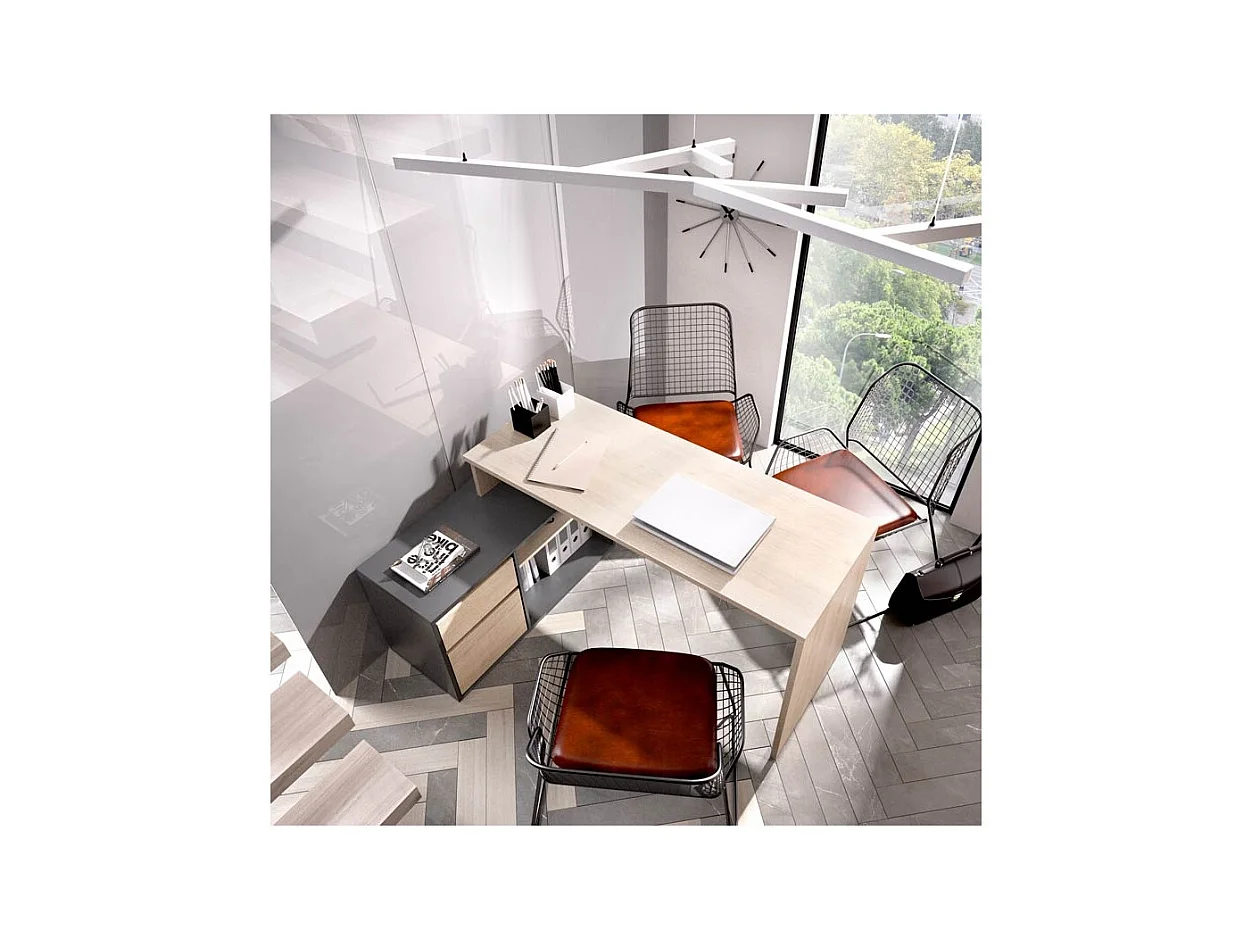 Mesa Escritorio En L Otto - Grafito / Natural