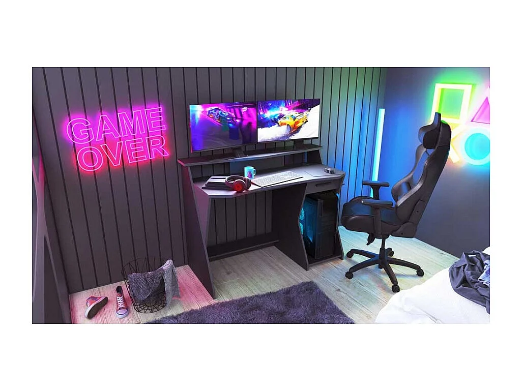 Mesa  Gamer Com Gaveta E Prateleira De Speel