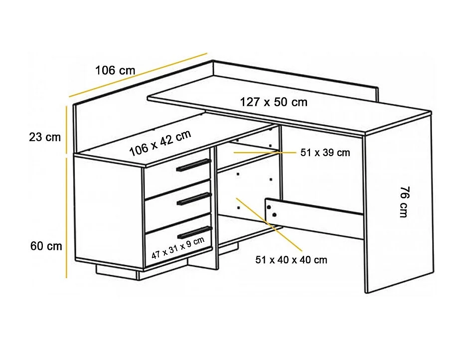 Escritório Em L Com Gavetas Mirlo