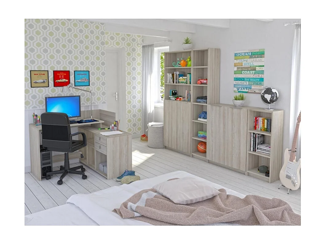 Escritorio En Angulo Con 2 Cajones Kleo