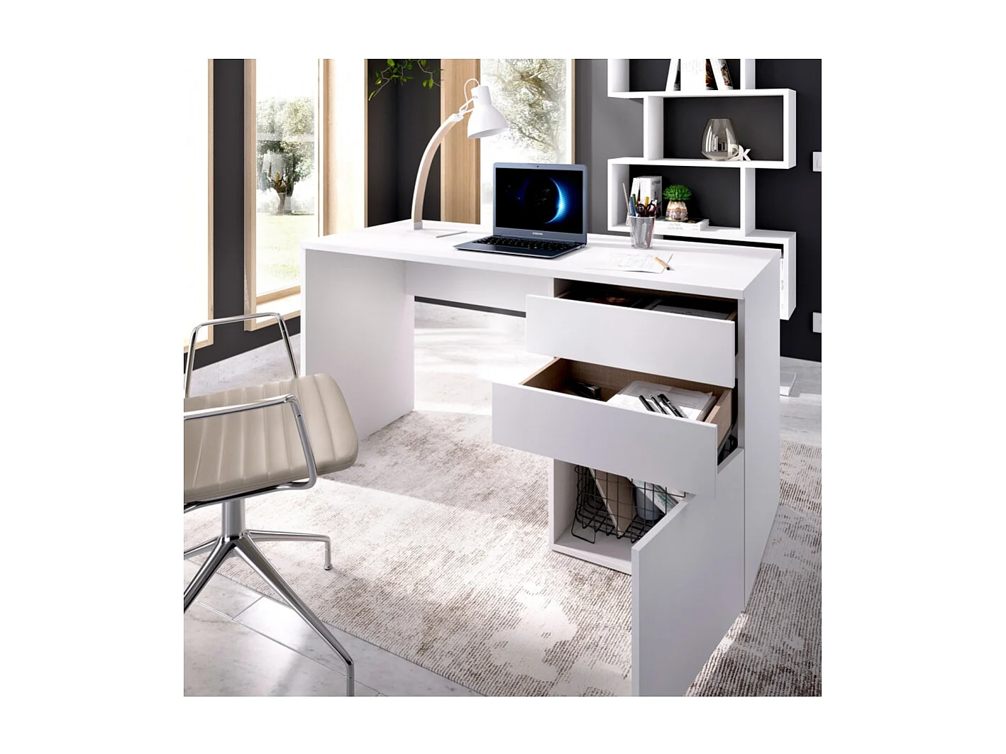 Mesa Escritorio Con 2 Cajones Y Puerta Stilo