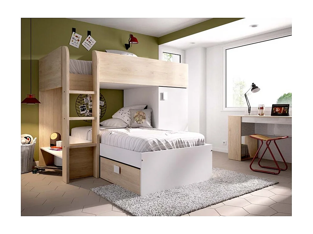 Litera  Tren Modular Duo - Natural / Blanco