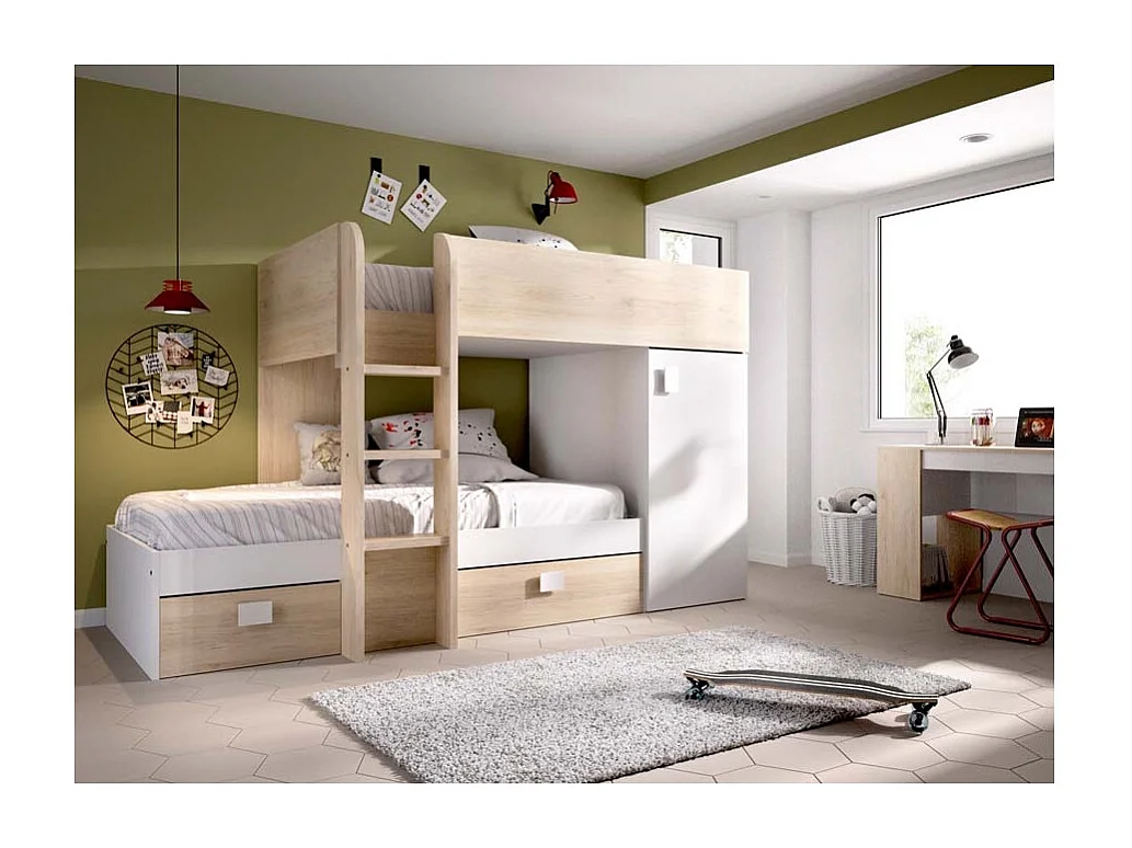 Litera  Tren Modular Duo - Natural / Blanco