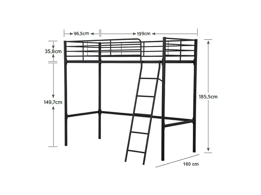 Cama Alta Negra Neru