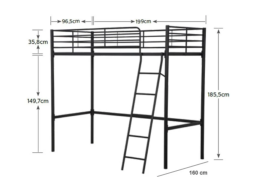 Cama Alta Negra Neru