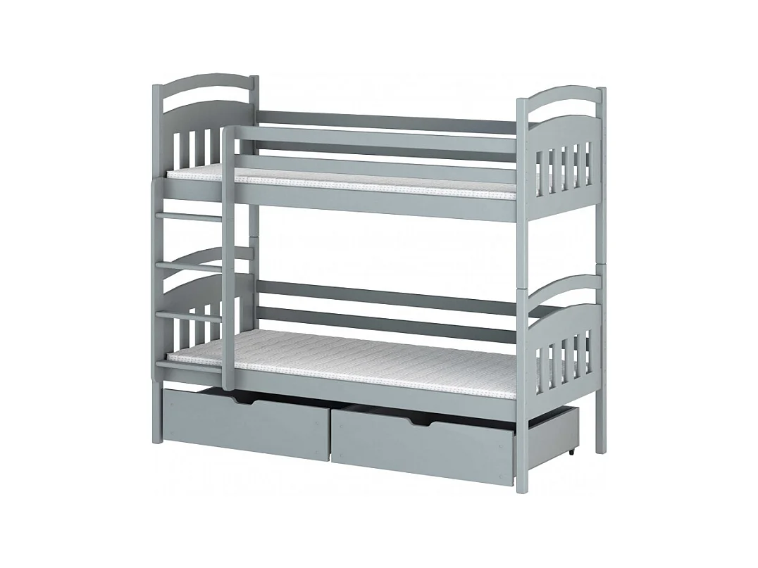 Litera Infantil Divisible De Madera Con Cajones Inferiores Kalas - Gris - 80 X 180