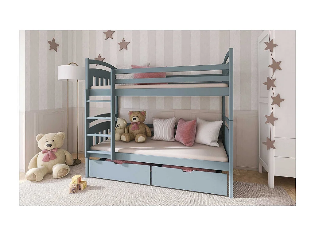 Litera Infantil Divisible De Madera Con Cajones Inferiores Kalas - Gris - 80 X 180