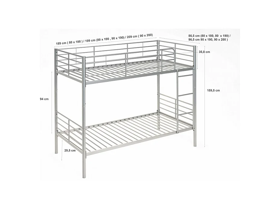 Litera Twins Divisible - Plata - 80 X 180