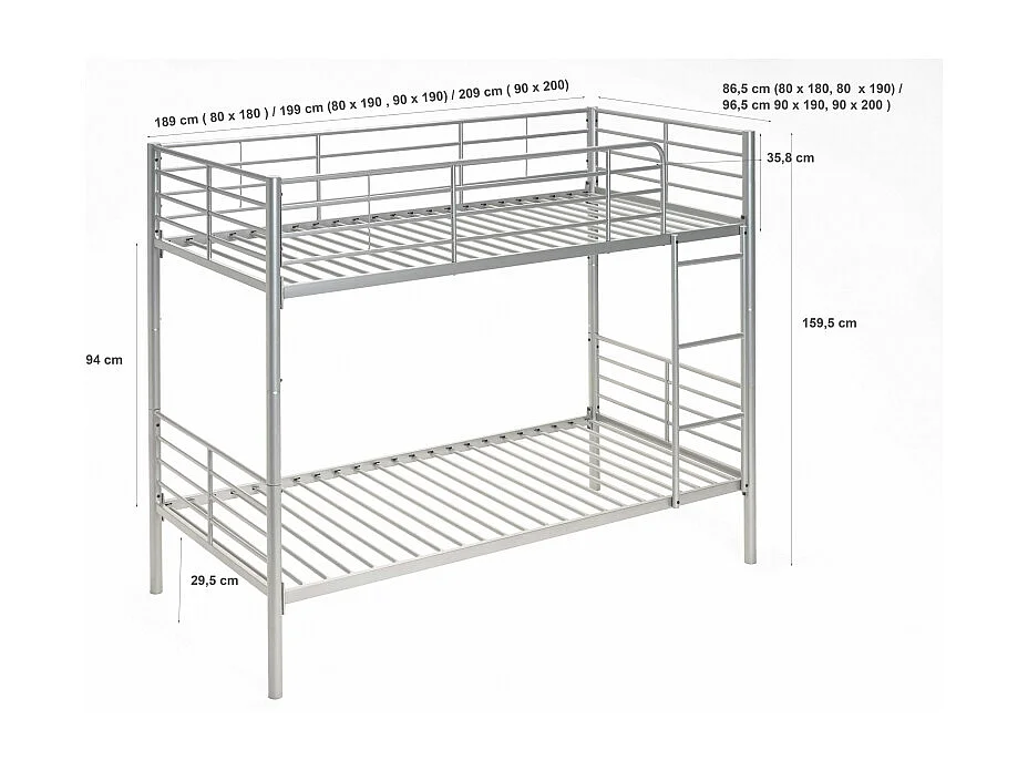 Litera Twins Divisible - Plata - 80 X 180