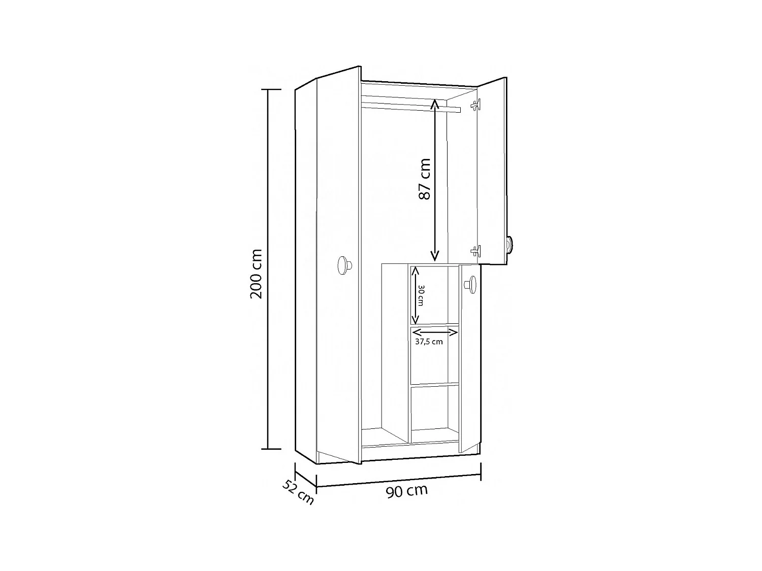 Armario Juvenil Con Estantes Ananda