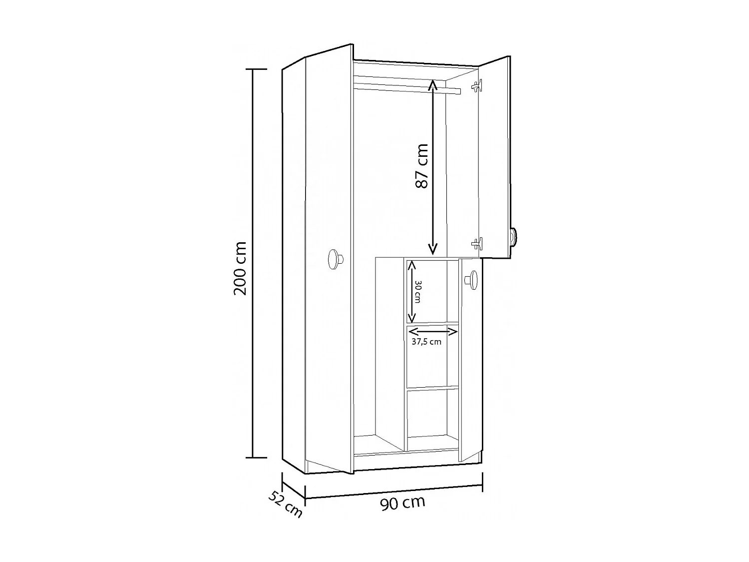 Armario Juvenil Con Estantes Ananda