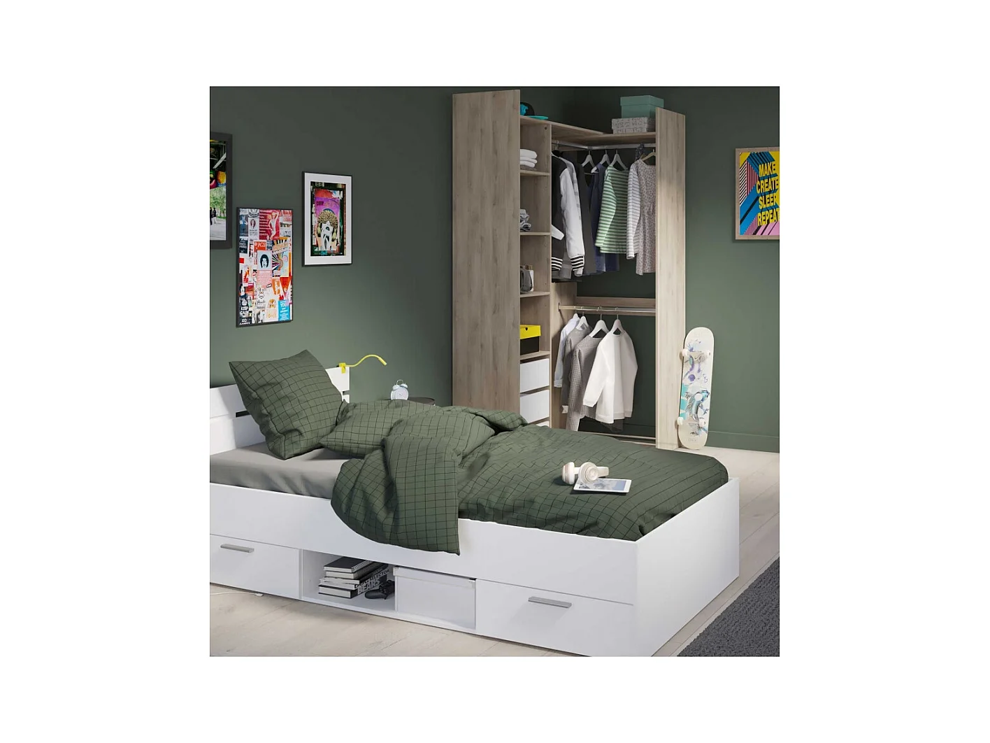 Cama Individual Con Cajones Tiana