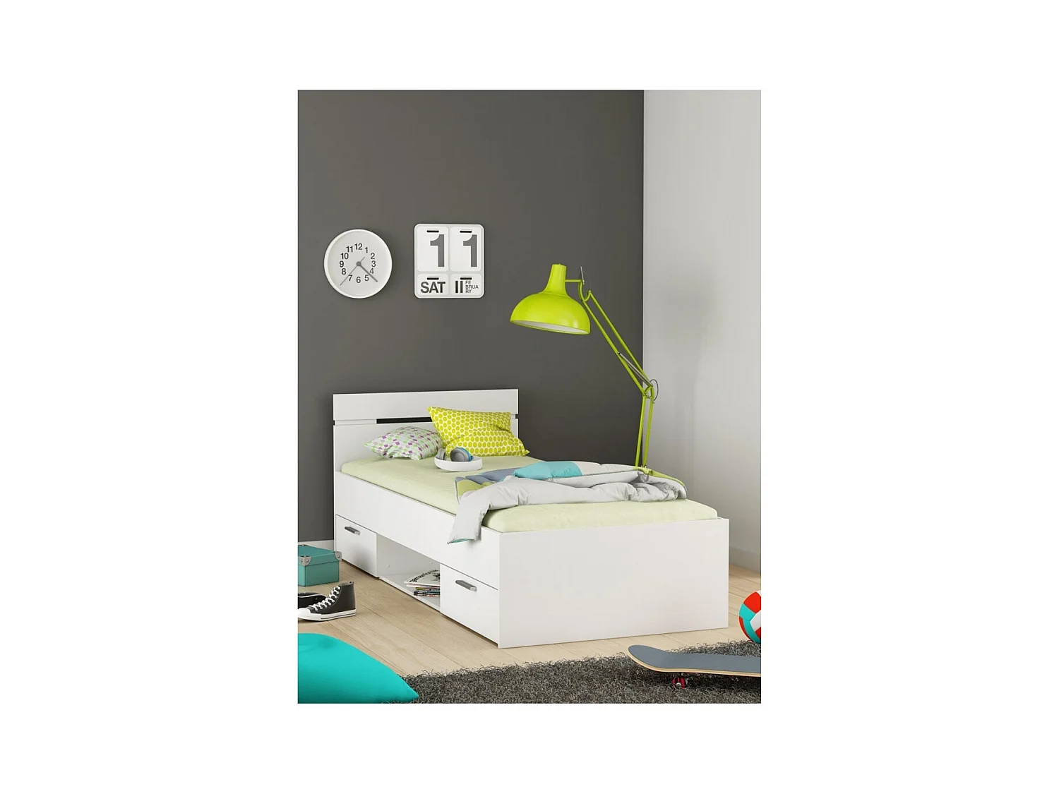 Cama Individual Con Cajones Tiana