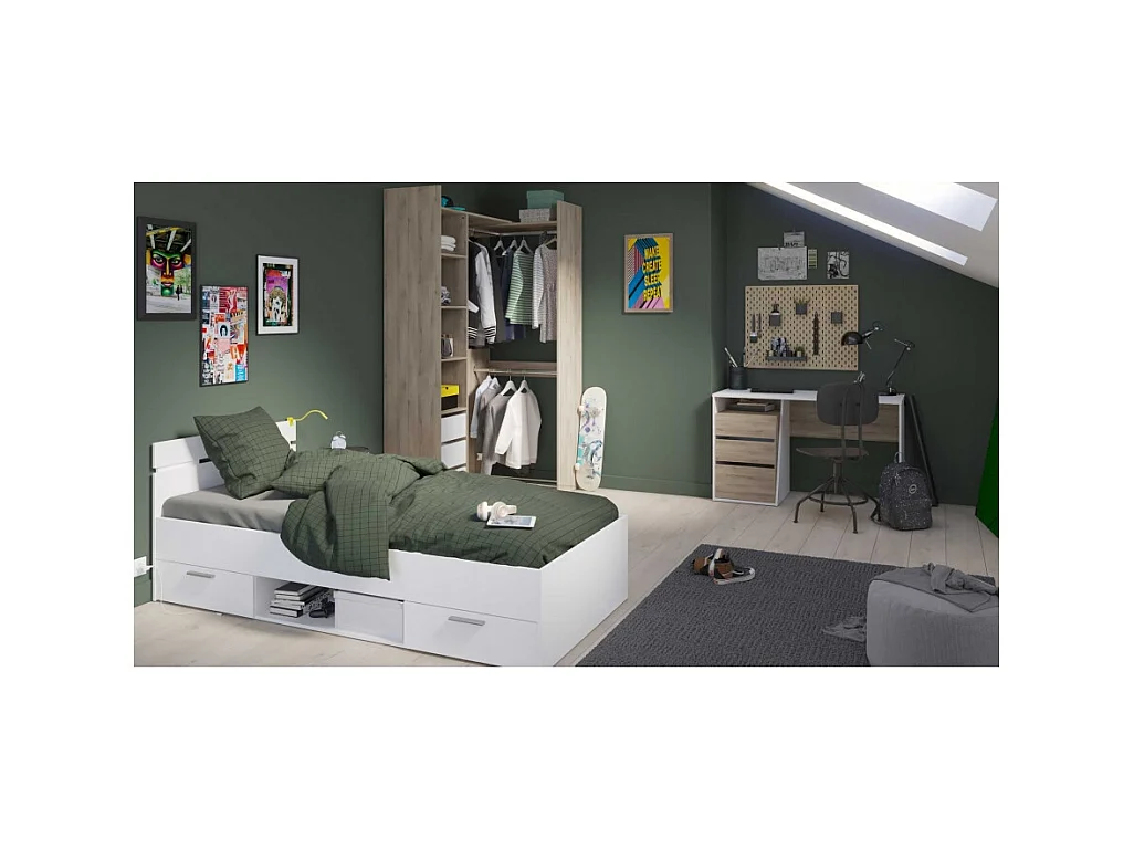 Cama Individual Con Cajones Tiana