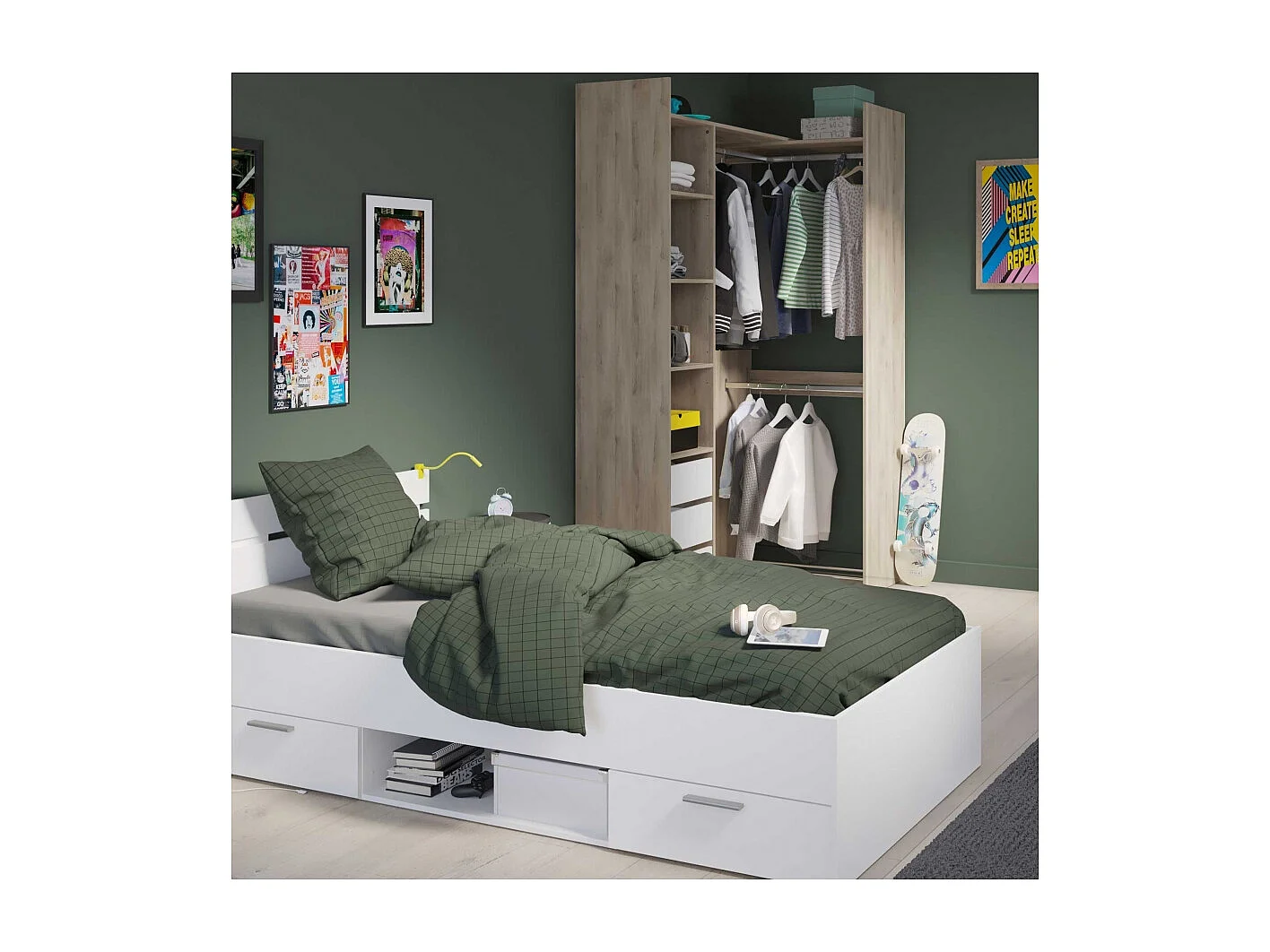 Cama Individual Con Cajones Tiana