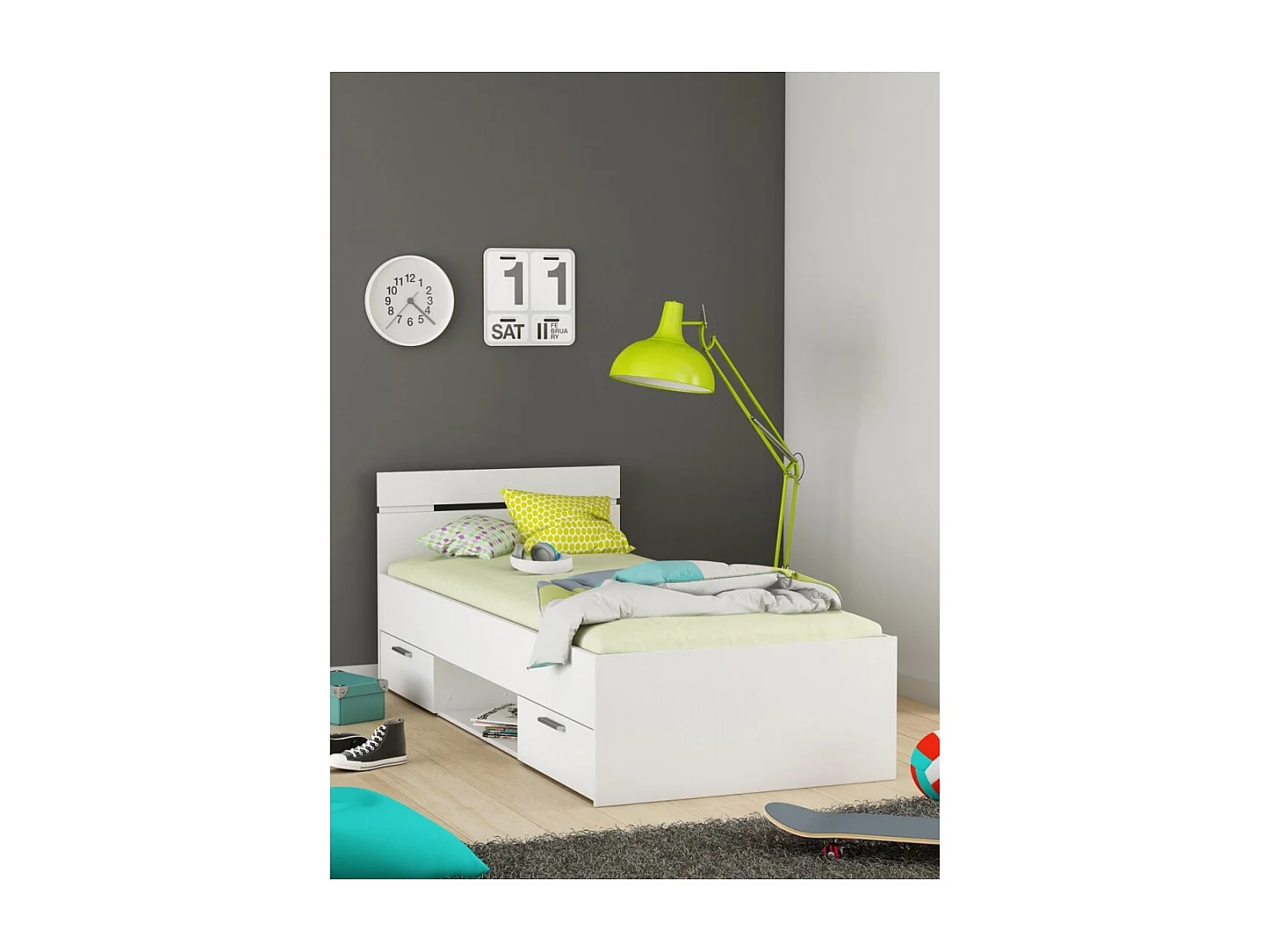 Cama Individual Con Cajones Tiana