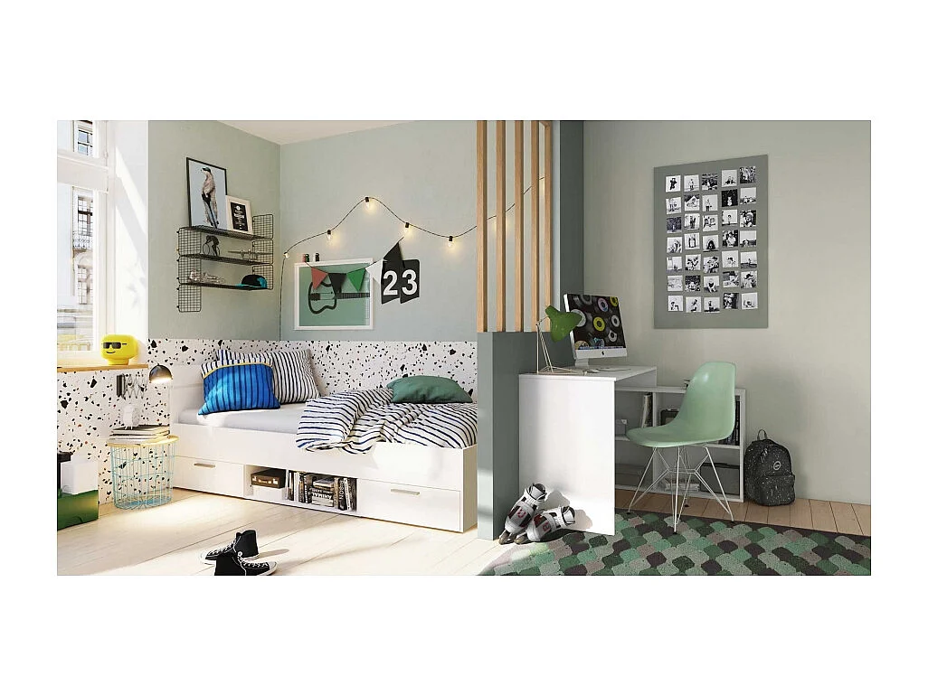 Cama Individual Con Cajones Tiana