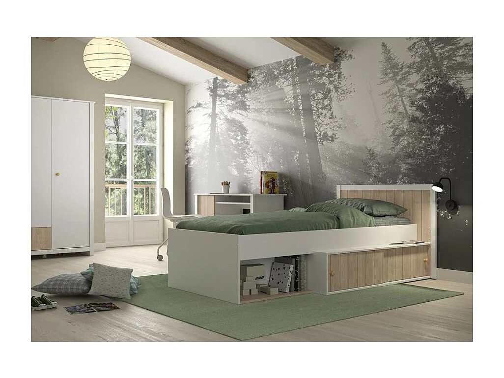 Cama Juvenil Bicolor Con Almacenaje Inferior Postel