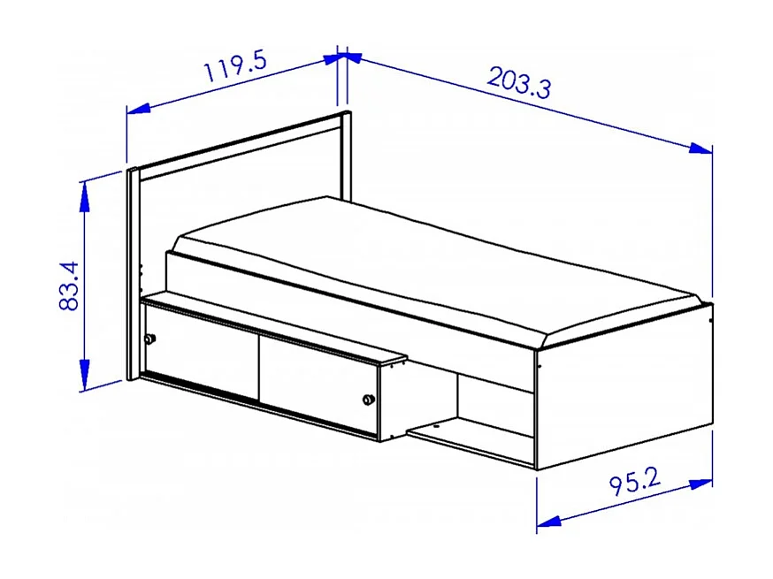 Cama Juvenil Bicolor Con Almacenaje Inferior Postel