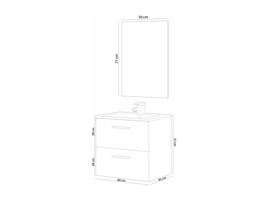 Armário Da Casa De Banho Com 2 Gavetas Goose