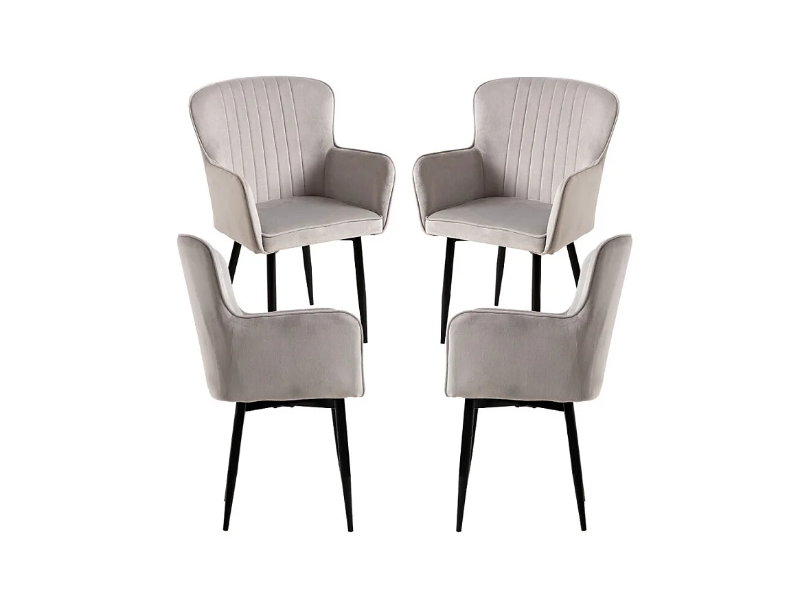 Packs Sillas Comedor - Pack 4 Sillas Dalye Terciopelo - Gris