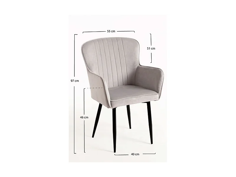 Packs Sillas Comedor - Pack 4 Sillas Dalye Terciopelo - Gris