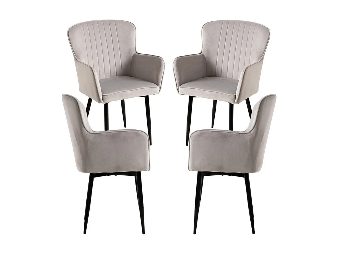 Packs Sillas Comedor - Pack 4 Sillas Dalye Terciopelo - Gris