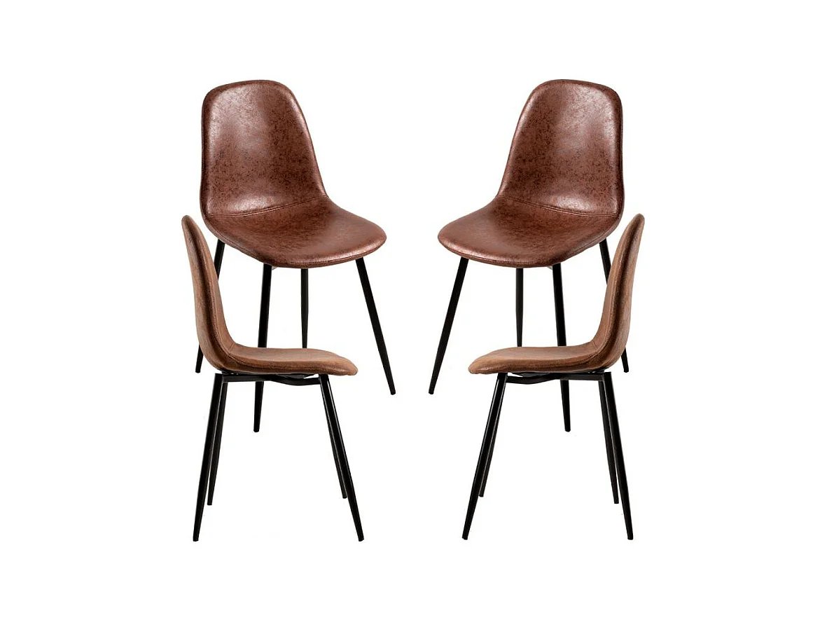 Packs Sillas Comedor - Pack 4 Sillas Black Teok Polipiel - Café Vintage