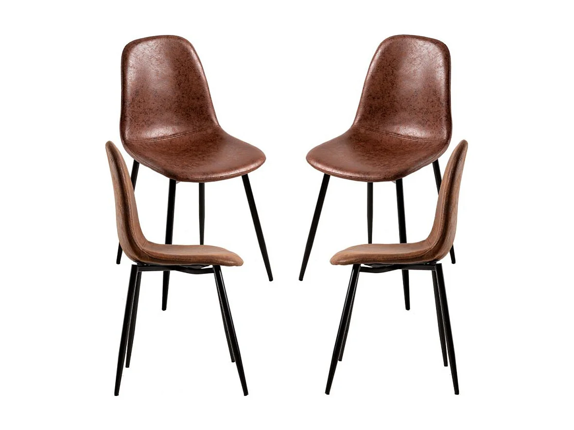 Packs Sillas Comedor - Pack 4 Sillas Black Teok Polipiel - Café Vintage