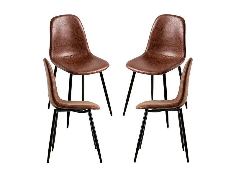 Packs Sillas Comedor - Pack 4 Sillas Black Teok Polipiel - Café Vintage