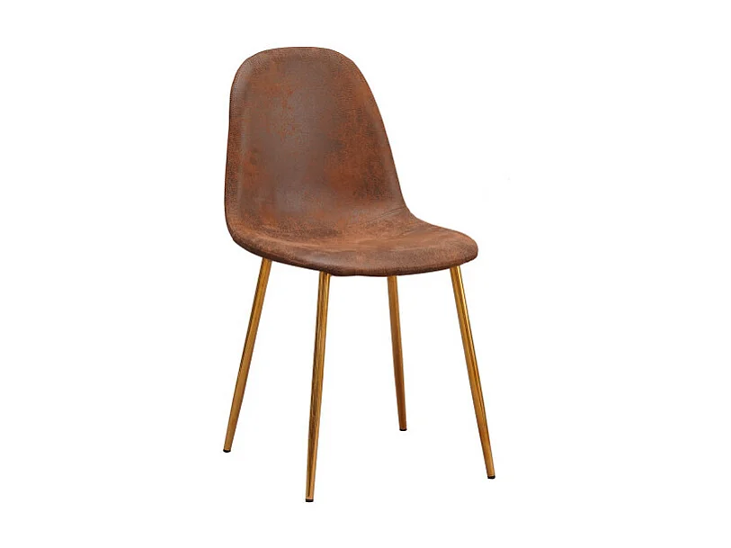 Sillas Comedor - Silla Golden Teok Polipiel Marrón Vintage